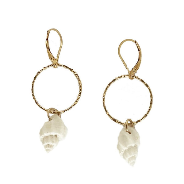 White Shell & Medium Hoop Earrings