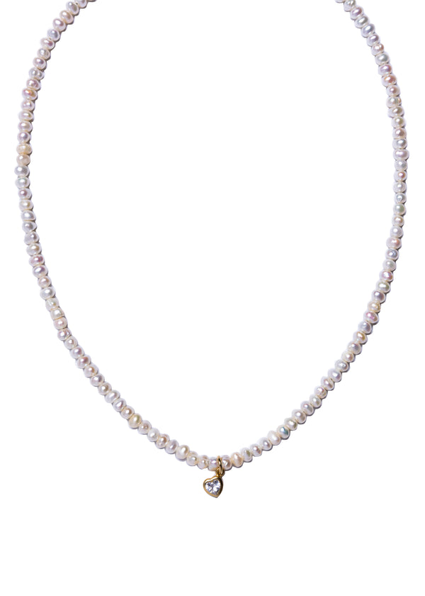 CZ Heart & Pearls Choker