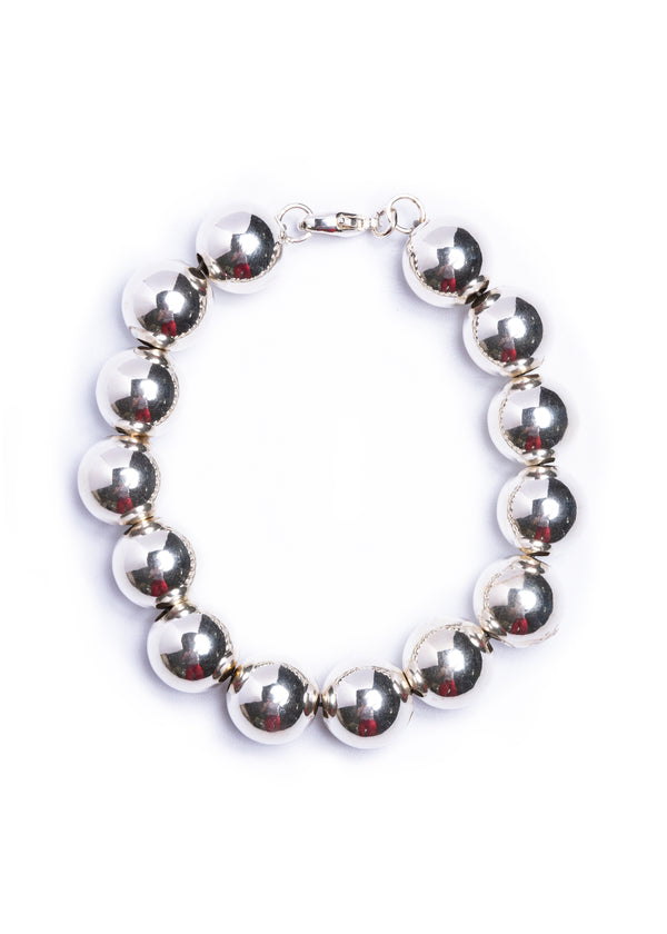 Sterling Silver Bead Bracelet - 12mm