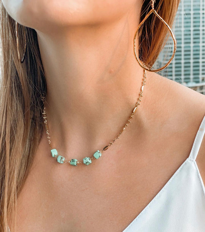 Cubed Turquoise Necklace