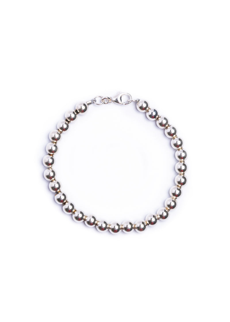 Sterling Silver Bead Bracelet - 6mm