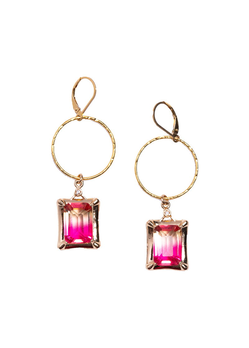 Pink CZ Hoop Earrings