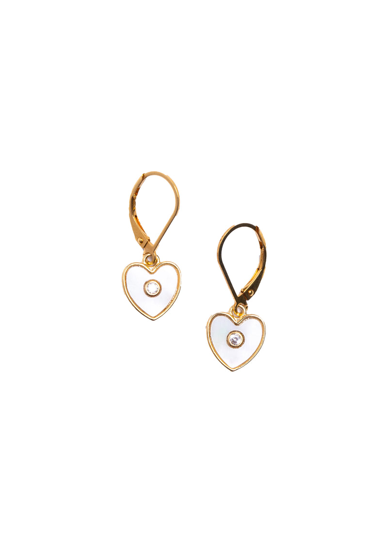 Mother of Pearl Heart w/ CZ Earrings