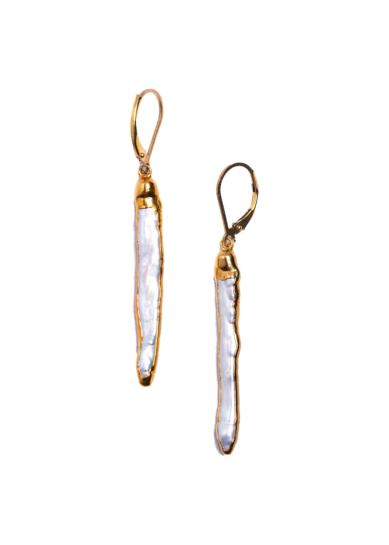 Long Keshi Pearl Earrings