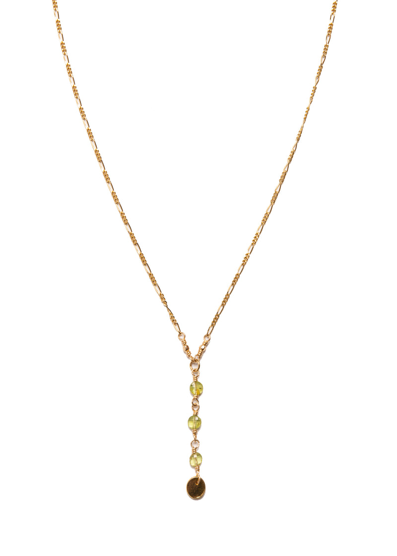 Dangling Peridot with Disc Necklace