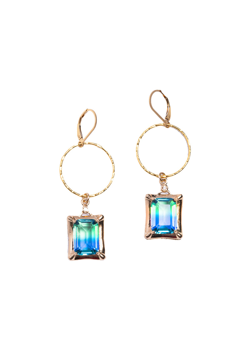 Blue CZ Hoop Earrings