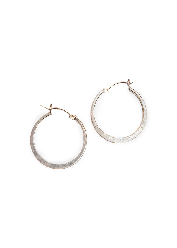 Small Flat Silver Hoops