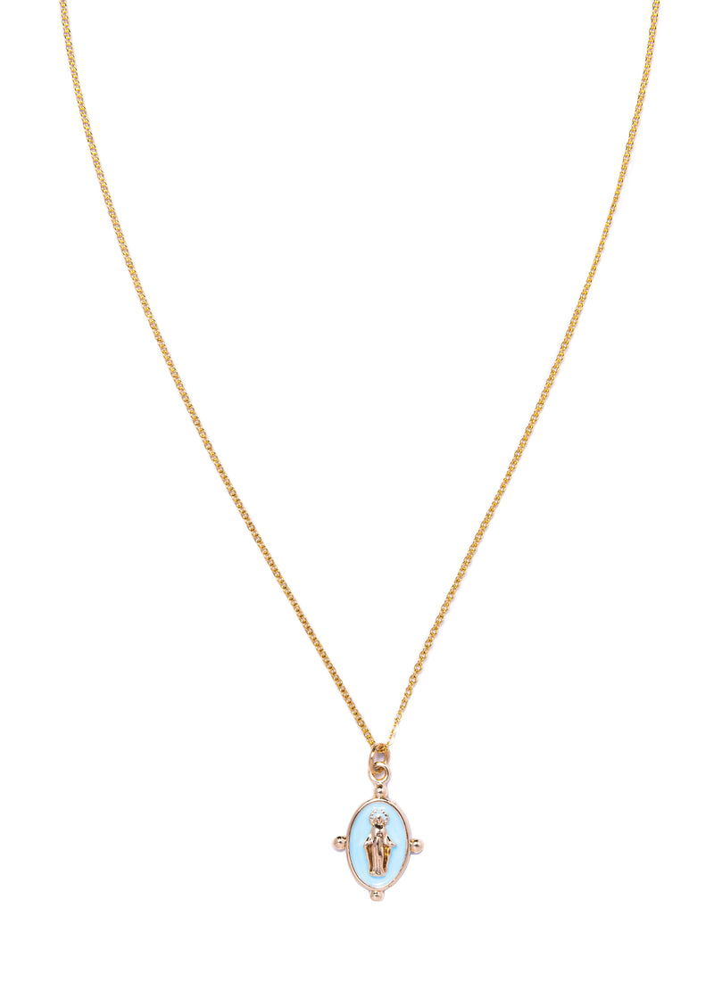 Blue Miraculous Mary Necklace