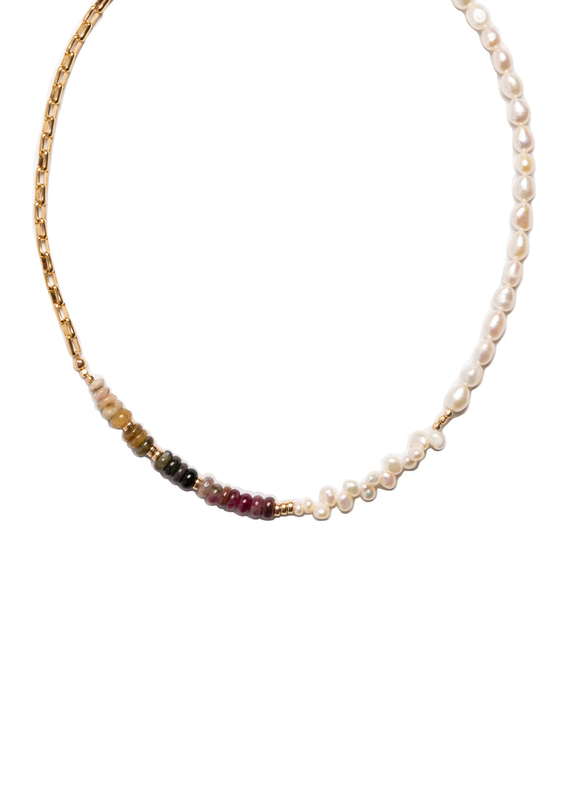 Tourmaline & Pearls with Box Chain