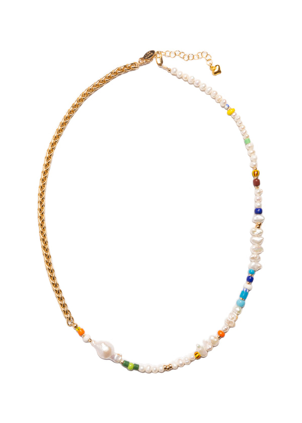 Colored Beads & Freshwater Pearls Necklace