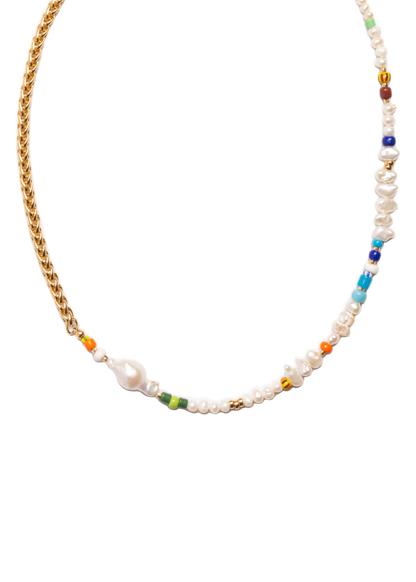 Colored Beads & Freshwater Pearls Necklace