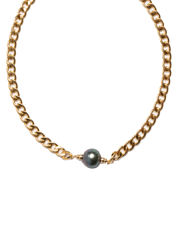 Tahitian Pearl & Lexington Chain Necklace